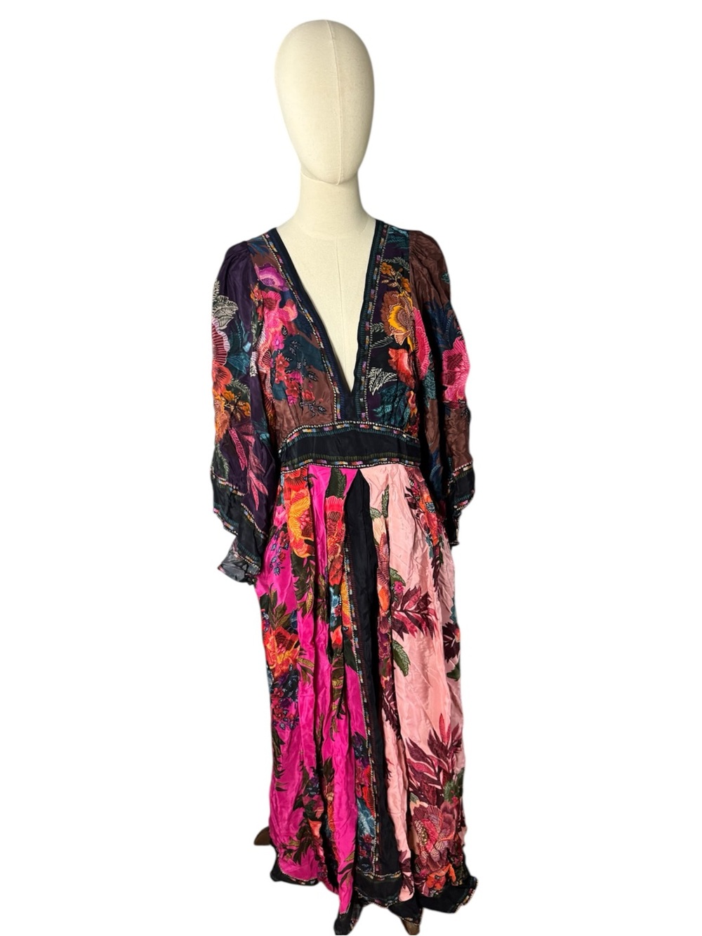 Farm Rio Flower Scarves Maxi Dress Floral Boho Gypsy - Picture 4 of 11